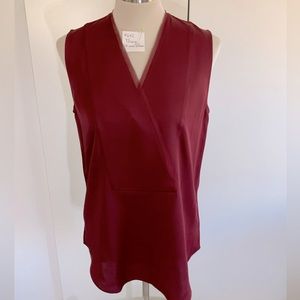 Theory - cranberry sleeveless silk blouse